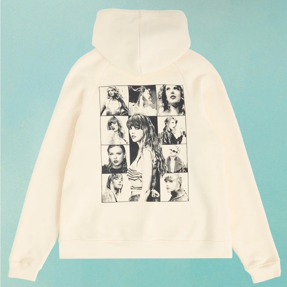 taylor swift eras tour beige hoodie size large! new w/o tags & never been worn